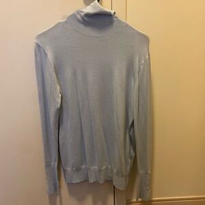 Zara Basic High-Neck Knit Sweater - Light Blue
